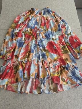 JODIFL Floral Watercolor Blouse in White, Blue & Peach